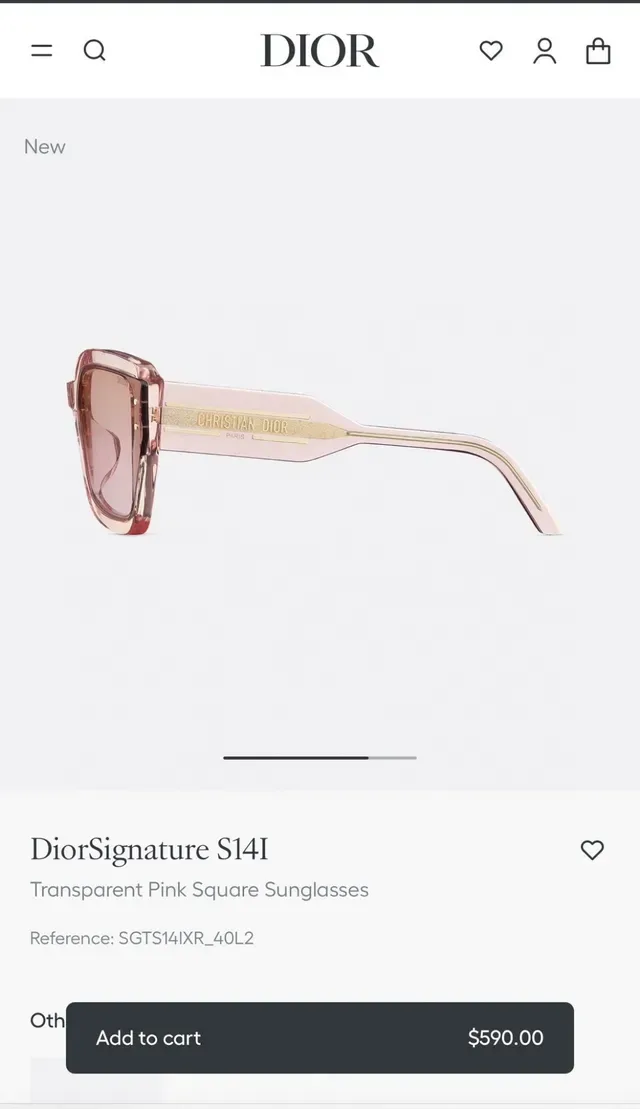 DiorSignature S14I Lunettes de soleil carrées transparentes roses 8