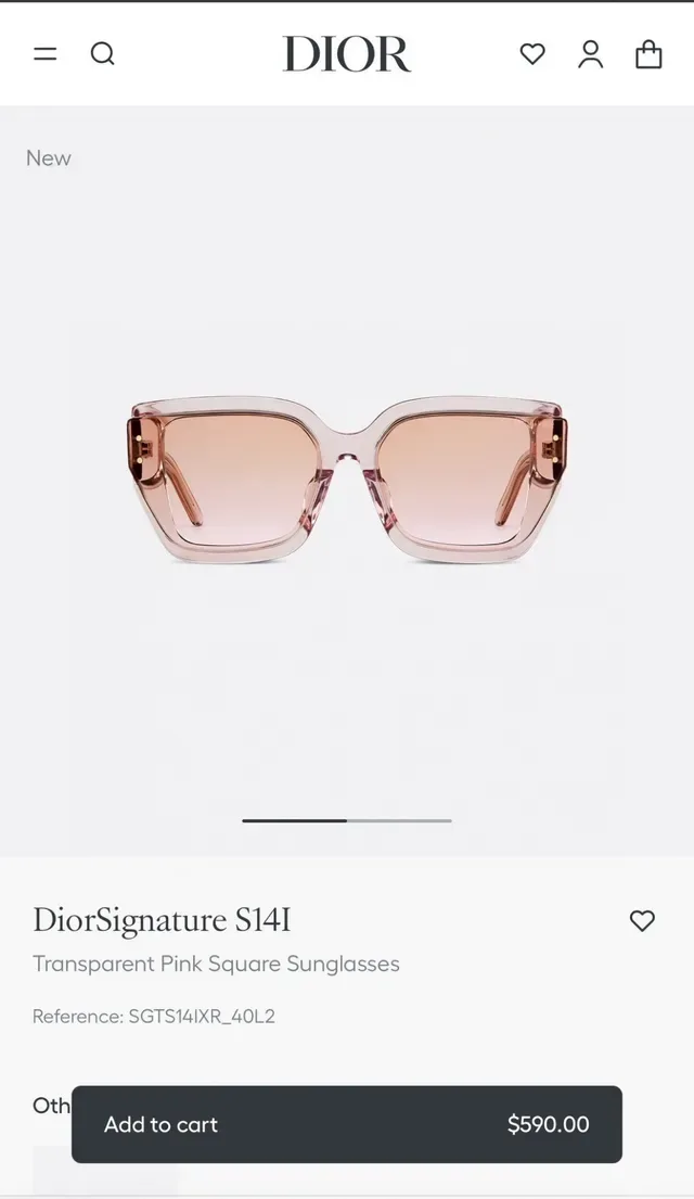 DiorSignature S14I Lunettes de soleil carrées transparentes roses 9