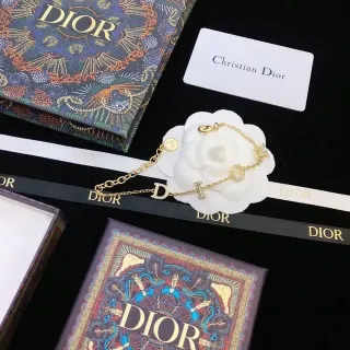 Dior Gold-Tone D Charm Camellia Bracelet