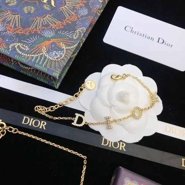 Dior Gold-Tone D Charm Camellia Bracelet 6