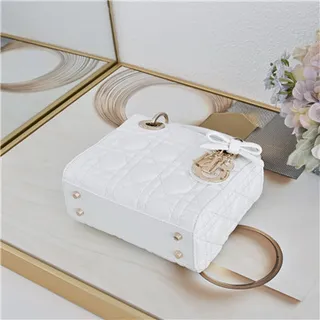 Dior Lady Pink Gold Quilted Cannage Leather Top-Handle Handbag 5