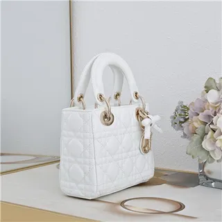 Dior Lady Pink Gold Quilted Cannage Leather Top-Handle Handbag 8