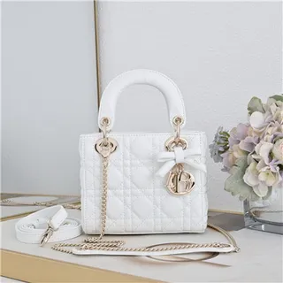 Dior Lady Pink Gold Quilted Cannage Leather Top-Handle Handbag 10