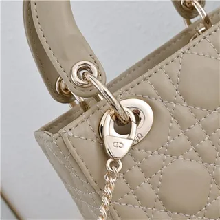 Dior Lady Pink Gold Quilted Cannage Leather Top-Handle Handbag 15