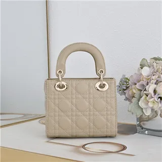 Dior Lady Pink Gold Quilted Cannage Leather Top-Handle Handbag 16