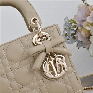Dior Lady Pink Gold Quilted Cannage Leather Top-Handle Handbag 18