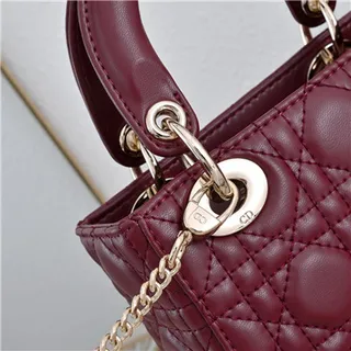 Dior Lady Pink Gold Quilted Cannage Leather Top-Handle Handbag 24