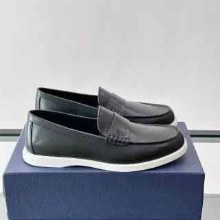 Dior 乐福鞋 黑白 皮革 橡胶鞋底