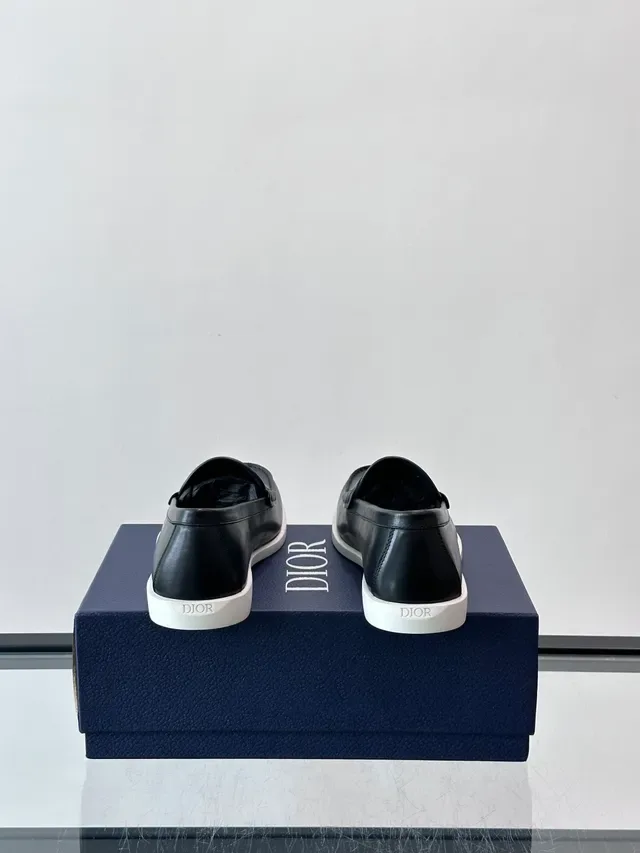 Dior Loafer Black White Leather Rubber Sole Loafer 3