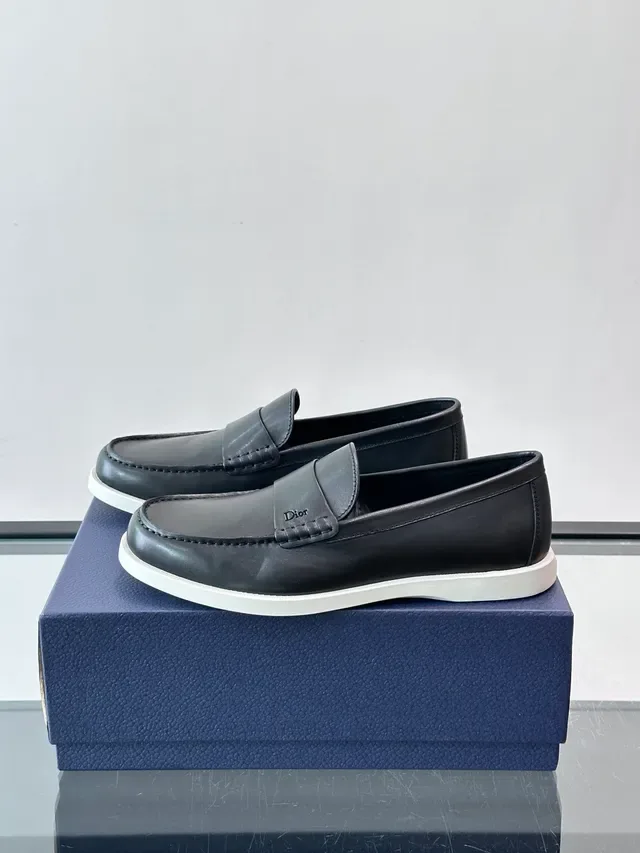 Dior Loafer Black White Leather Rubber Sole Loafer 5