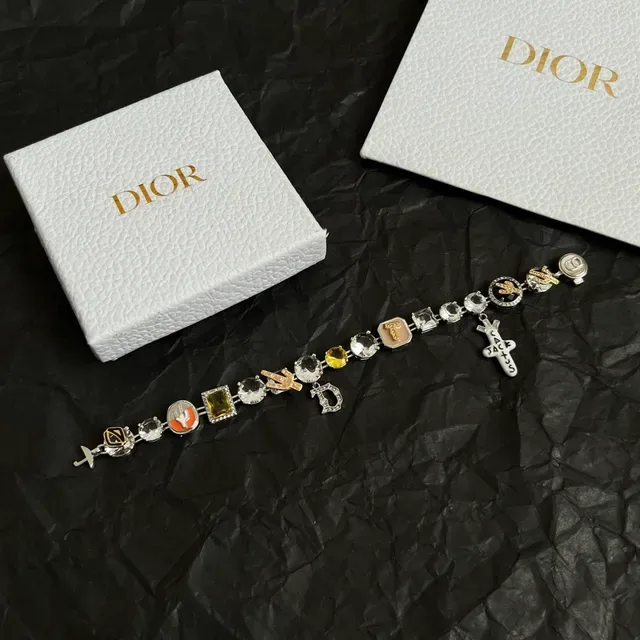 Dior Multi-Charm Crystal and Enamel Bracelet 6