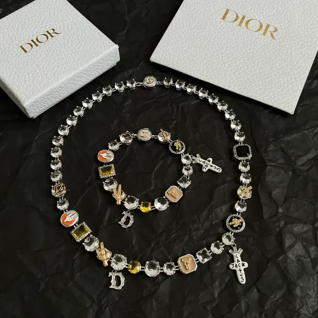 Dior Multi-Charm Crystal and Enamel Bracelet 8