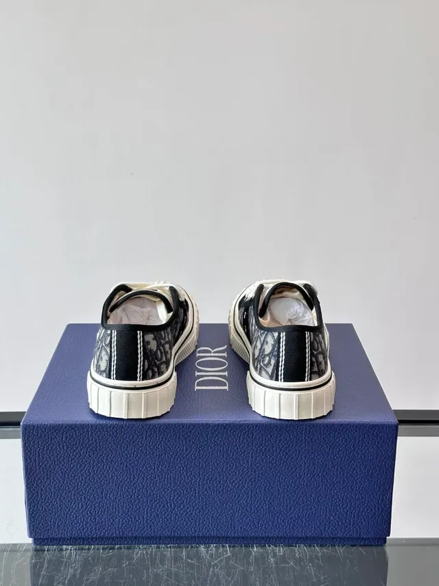 Dior Navy Black Monogrammed Canvas Suede Panel Lifestyle Sneakers 3