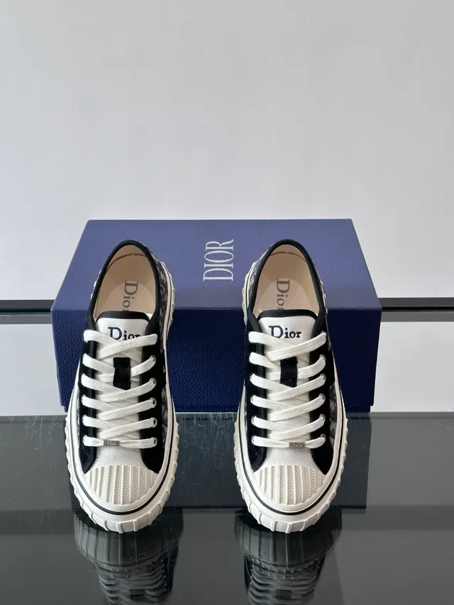 Dior Navy Black Monogrammed Canvas Suede Panel Lifestyle Sneakers 4