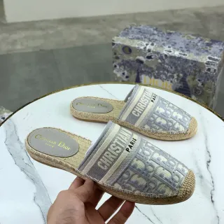 Dior Oblique Espadrille Beige Gris Correa Suela Jacquard Alpargatas