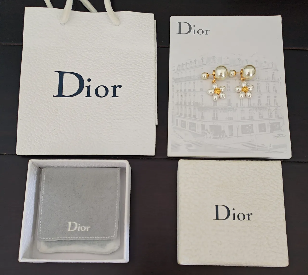 Dior Perle Marguerite Boucles d'oreilles Doré 4