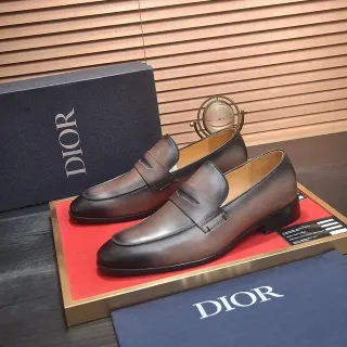 Dior 复古棕色皮革便士乐鞋