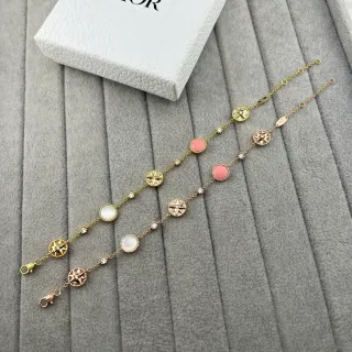 迪奥 风玫瑰 金粉色链条 罗盘星图案 手链