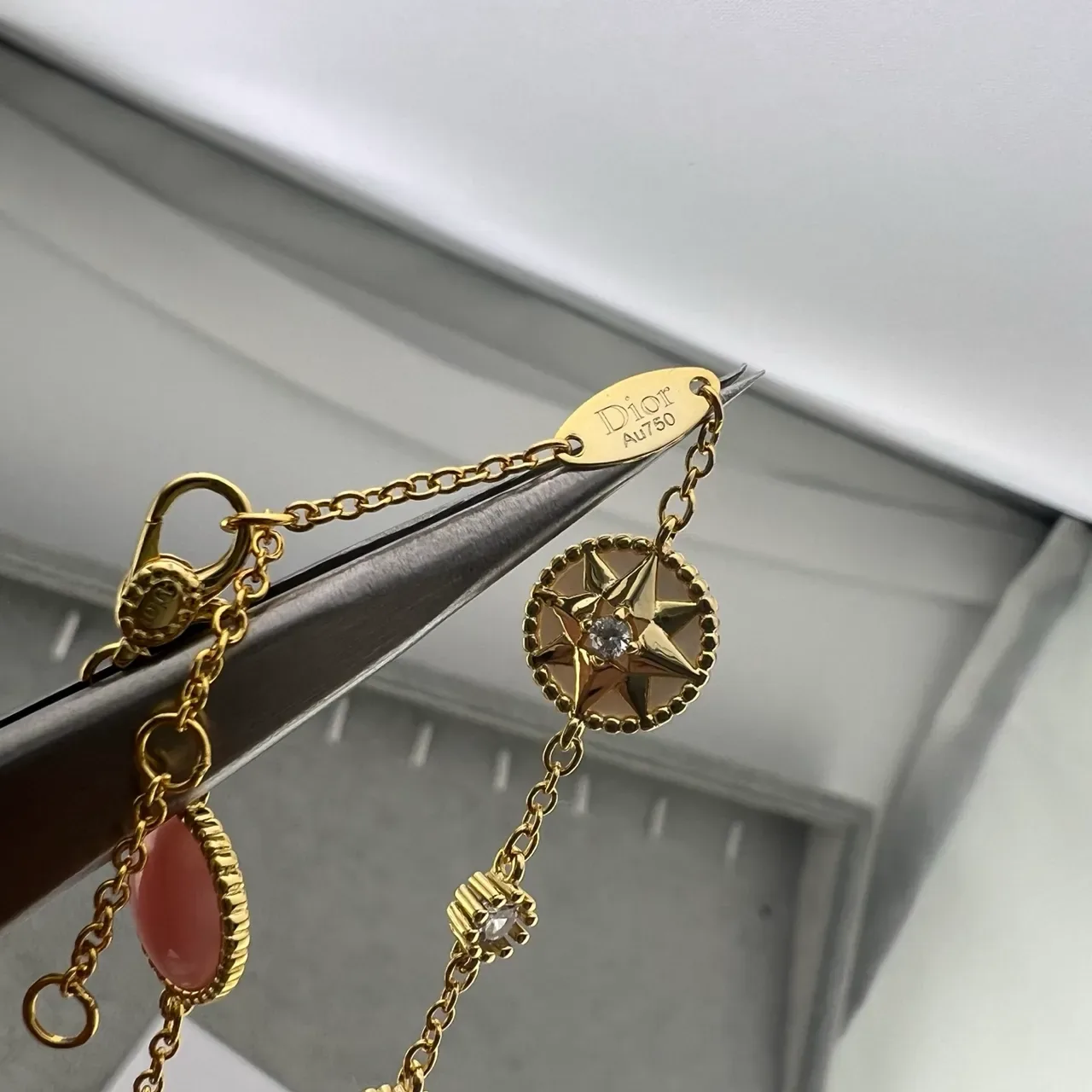 Pulseira Dior Rose des Vents Corrente Motivos Ouro Rosa Bússola Estrela 3