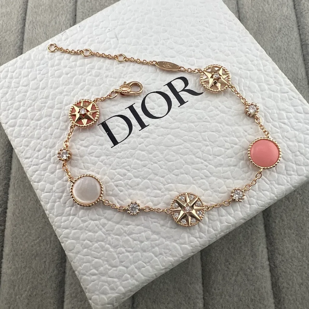 Pulseira Dior Rose des Vents Corrente Motivos Ouro Rosa Bússola Estrela 5