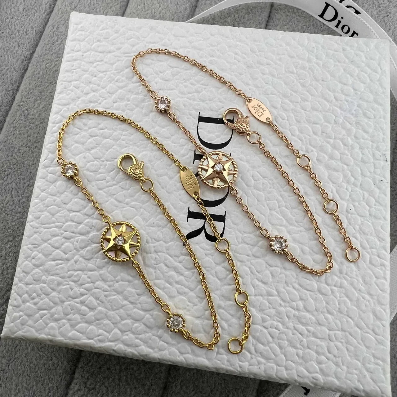 Dior Rose des Vents Gold-Tone Crystal Star Bracelet 7