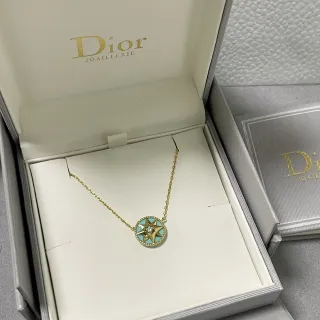 Dior Rose des Vents টারকুইজ এনামেল গোল্ড-টোন নেকলেস