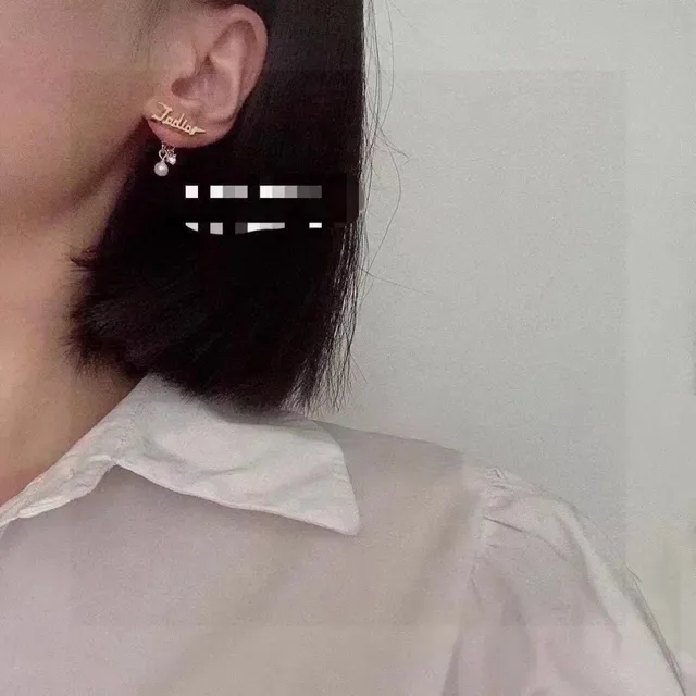 Dior Script Logo Pearl Drop Earrings 7