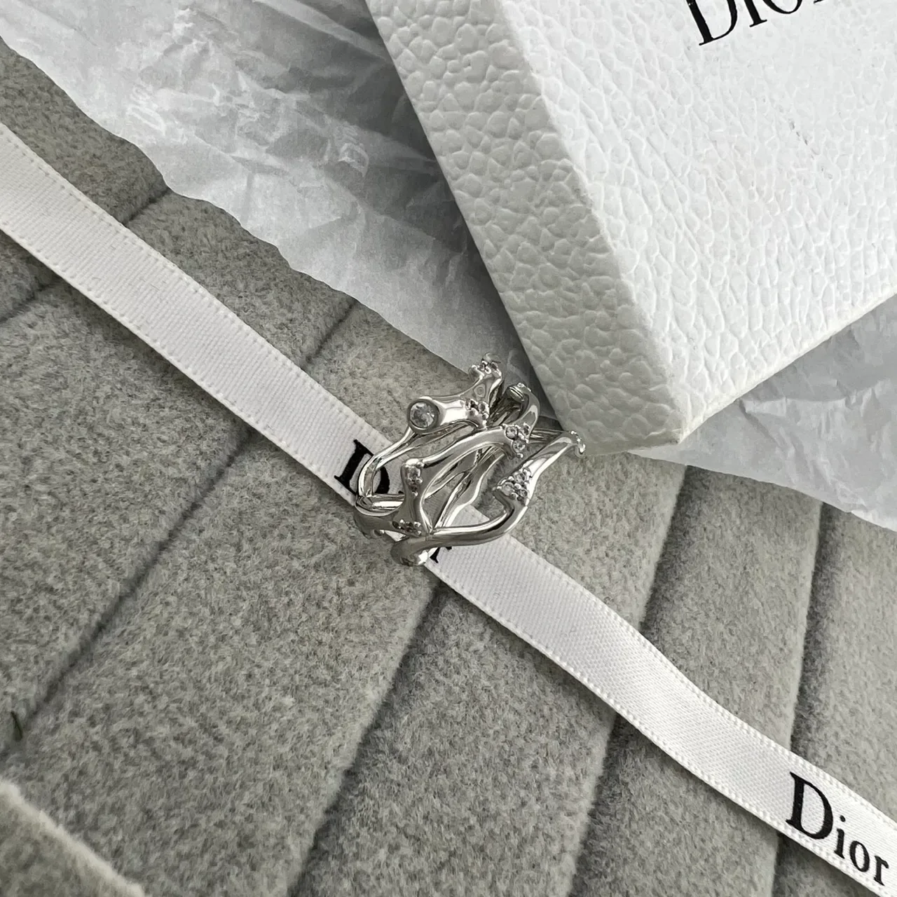 Dior Sculptural Crown Motif Crystal Rings 2