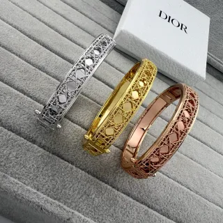 Dior فضة ذهب شبكة مفتوحة مع كشكشة سوار كم