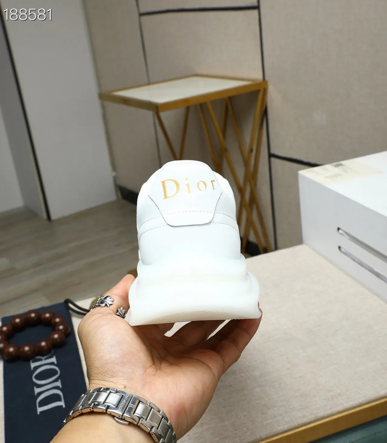 Dior White Beige Monogrammed Textile Leather Accents Lifestyle Sneakers 2