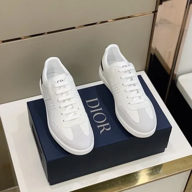 Dior White Black Low-Top Perforated Side Panel Lifestyle Sneakers 8