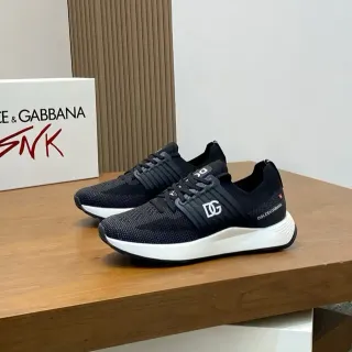 Dolce & Gabbana কালো সাদা নিট উপরের মোনোগ্রাম স্ট্র্যাপ লাইফস্টাইল স্নিকার্স
