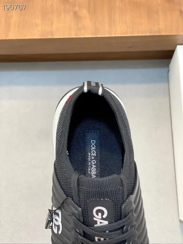 Dolce & Gabbana Black White Knit Upper Monogram Strap Lifestyle Sneakers 4