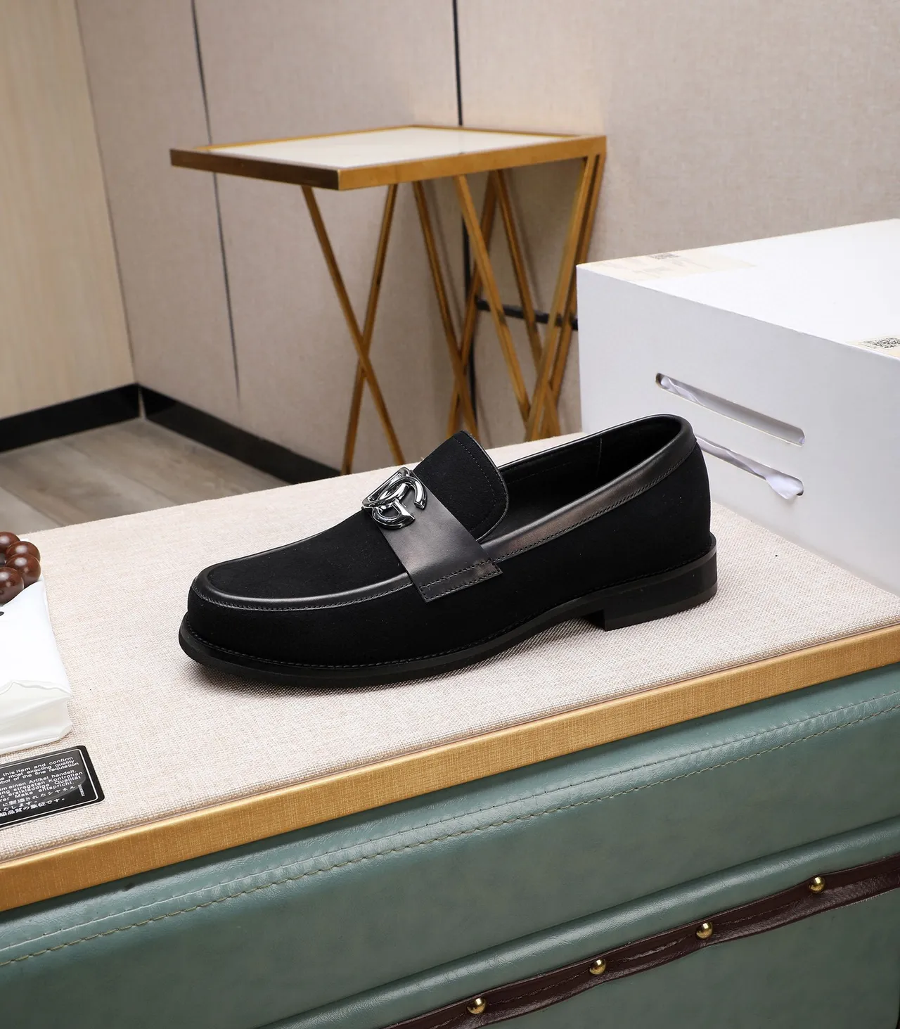 Dolce & Gabbana DG Mocassim Preto de Camurça e Couro 8