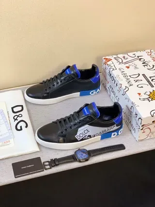 Dolce & Gabbana Portofino أسود وأزرق سنيكرز أسلوب حياة 7