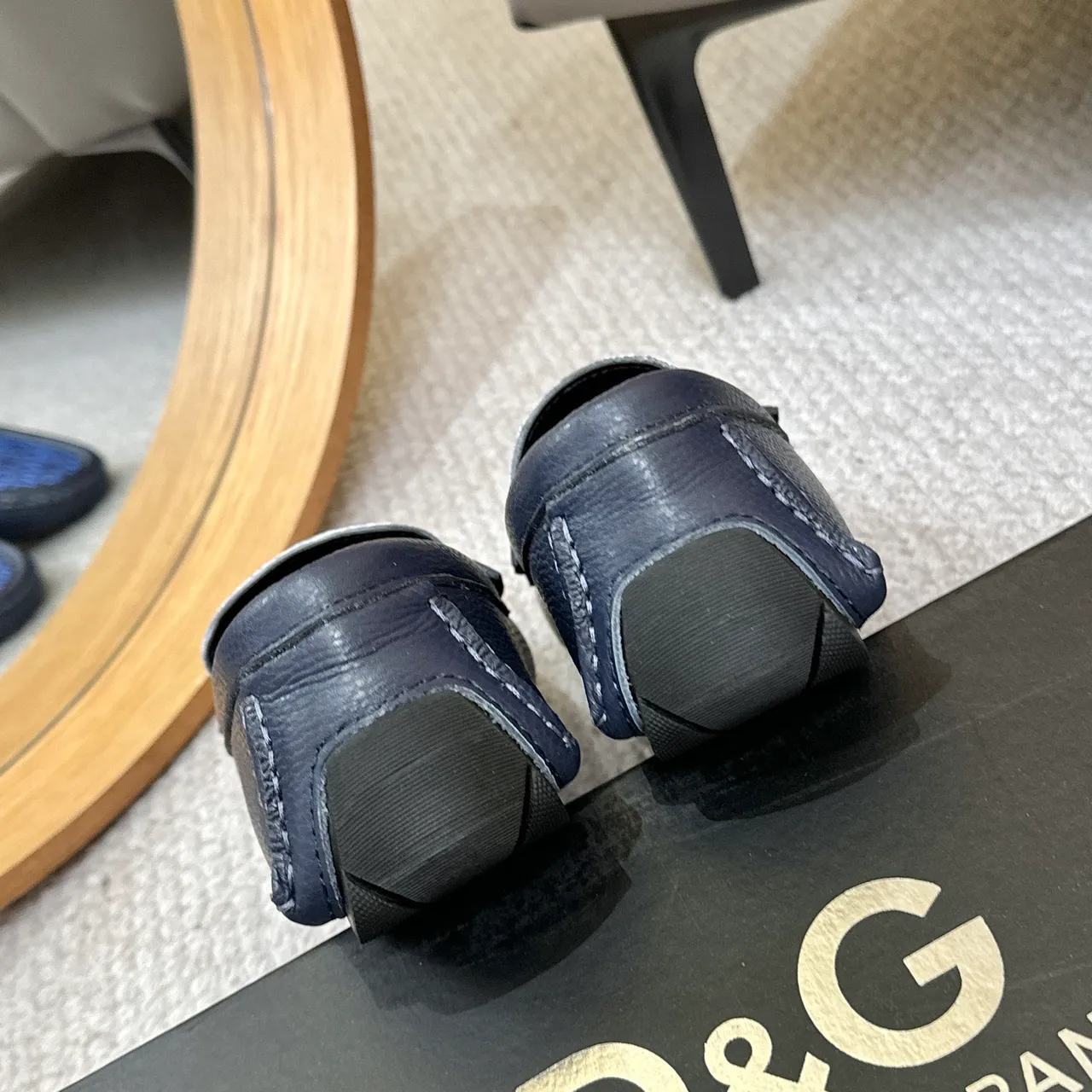Dolce & Gabbana Portofino Mocasín Azul Marino Monogram-Print Vamp Placa de Metal Acento 9
