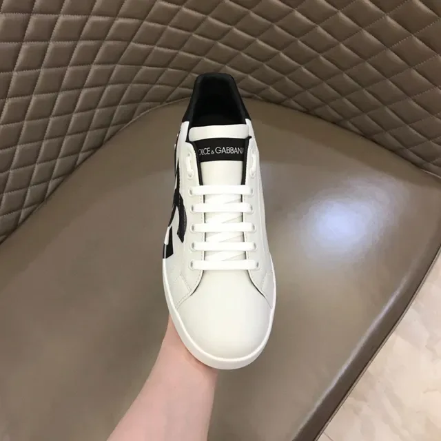 Dolce & Gabbana White Black Low-Top Leather Upper Lifestyle Sneakers 2