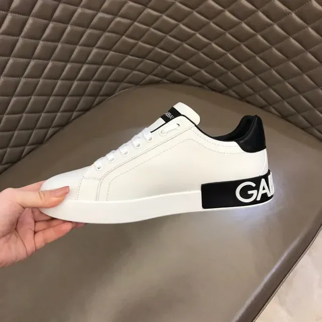 Dolce & Gabbana White Black Low-Top Leather Upper Lifestyle Sneakers 4