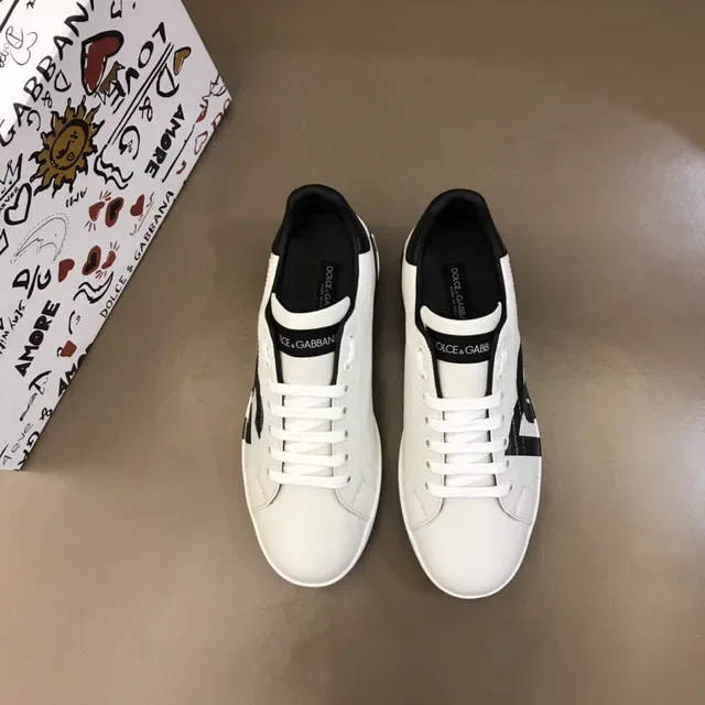 Dolce & Gabbana White Black Low-Top Leather Upper Lifestyle Sneakers 6