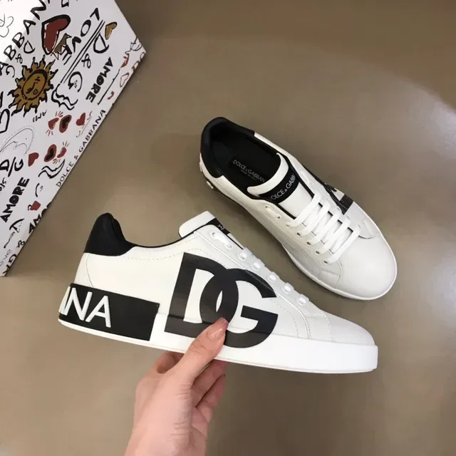 Dolce & Gabbana White Black Low-Top Leather Upper Lifestyle Sneakers 8