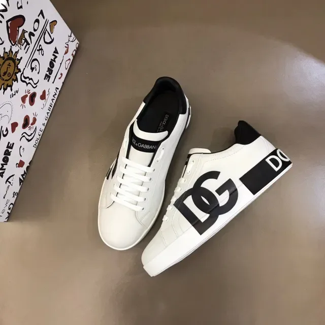 Dolce & Gabbana White Black Low-Top Leather Upper Lifestyle Sneakers 9