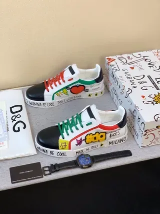 Dolce & Gabbana White Multicolor Graphic-Print Text-Accented Lifestyle Sneakers 4