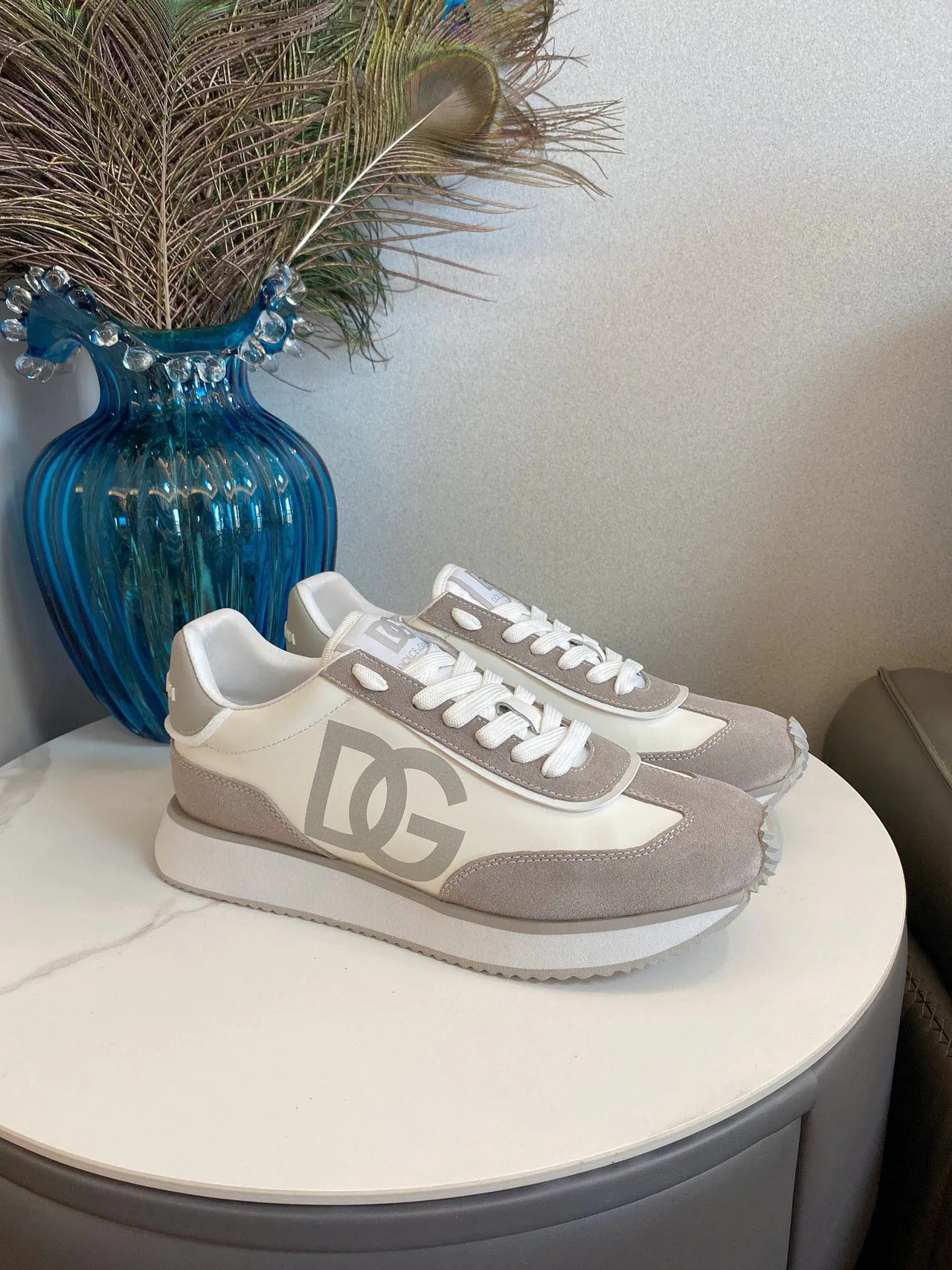 Dolce & Gabbana Beige Gray Oversized DG Monogram Mixed Suede And Smooth Leather Lifestyle Sneakers 2