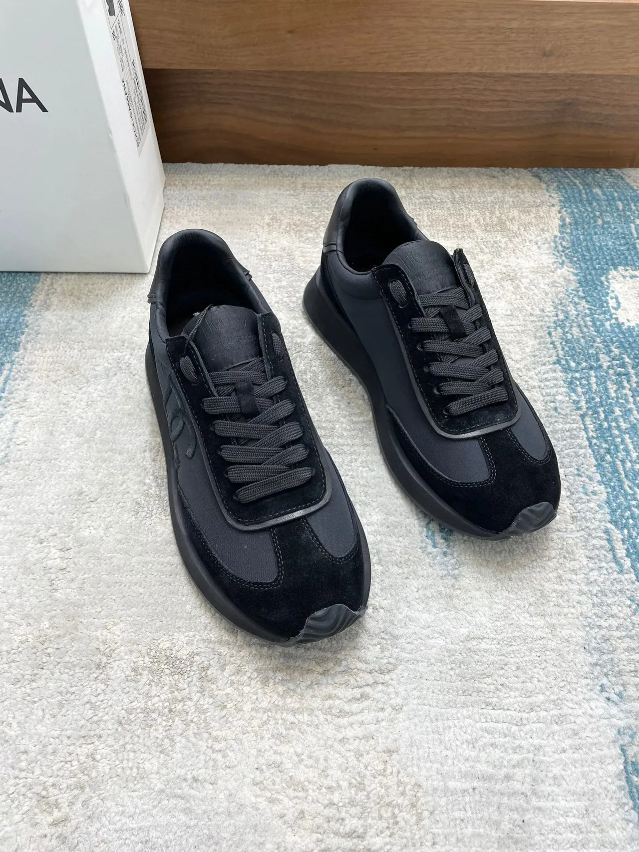Dolce & Gabbana কালো একরঙা স্যুড এবং নাইলন প্যানেলিং লাইফস্টাইল স্নিকার্স 8