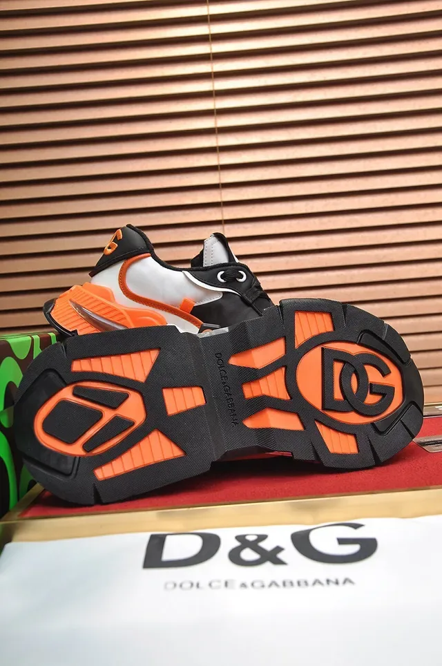 Dolce & Gabbana Black Orange Silhouette Multi-Material Upper Chunky Sneakers 4