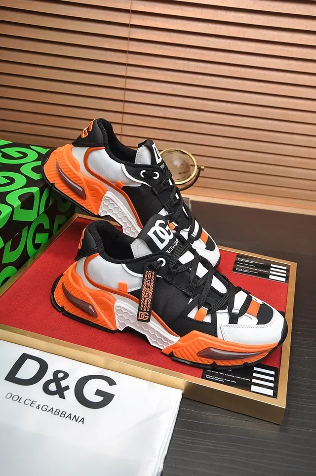 Dolce & Gabbana Black Orange Silhouette Multi-Material Upper Chunky Sneakers 5