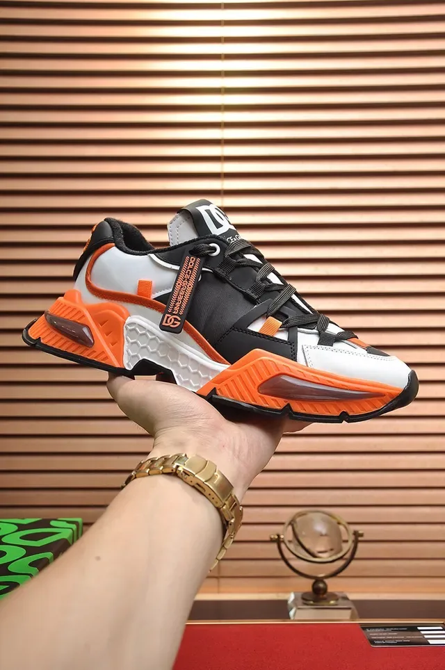 Dolce & Gabbana Black Orange Silhouette Multi-Material Upper Chunky Sneakers 8