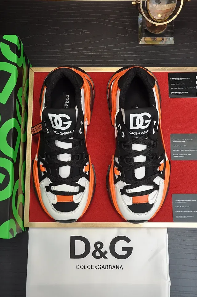 Dolce & Gabbana Black Orange Silhouette Multi-Material Upper Chunky Sneakers 9