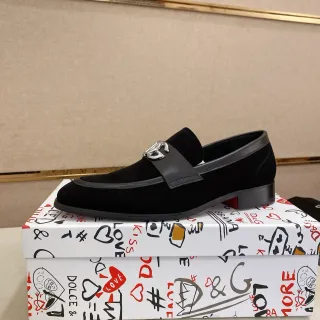 Dolce & Gabbana Black Red Suede Upper Loafer