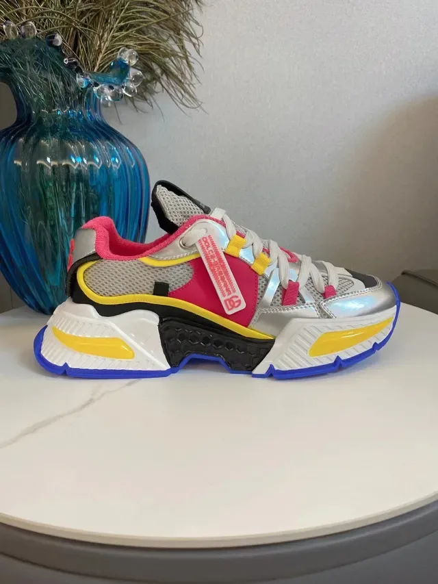 Dolce & Gabbana Multicolor Platform Sole Multi-Panel Metallic Mesh Upper Chunky Sneakers 4